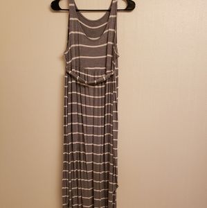 A:glow white and grey striped maternity dress